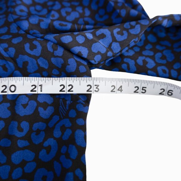 Michael Kors Black and Blue Leopard Print Zip Up Long Sleeve Snap Tab Sleeves - Picture 10 of 11